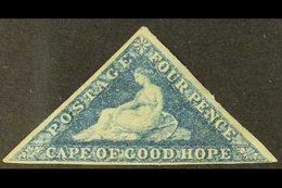 CAPE OF GOOD HOPE 1863-64 4d Blue Triangular, SG 19a, Mint With Clear To Good Margins And Large Part Gum, Light Bend. Fo - Unclassified