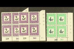 POSTAGE DUES 1971 2c Both Languages & 4c Perf.14 Issues, CYLINDER BLOCKS OF FOUR, SG D71/4, 4c Few Split Perfs, Otherwis - Non Classificati