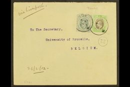1912 Cover To Brussels, Franked Ed VII ½d Green And Black And 2d Slate Tied By "Bende X" Cds Cancels With Calabar Transi - Nigeria (...-1960)