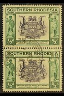 POSTMARK "BULAWAOY ITW" Relief Cancel (skeleton) With Inverted Date, Struck On 1940 ½d Golden Jubilee Pair, SG 53, Light - Rhodésie Du Sud (...-1964)