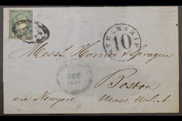 CUBA 1857 (Sep) Entire Addressed To Boston (USA), Bearing 1856 ½r Blue-green Stamp (3 Margins) Tied By Oval Cancel, Plus - Autres & Non Classés
