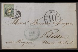 CUBA 1857 (Sep) Entire Addressed To Boston (USA), Bearing 1856 ½r Blue-green Stamp (3 Margins) Tied By Oval Cancel, Plus - Andere & Zonder Classificatie