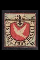 1845 2½r Carmine And Blue BASEL DOVE, SG B1, Unused Without Gum, Margins Clear Or Just Touching & Trace Of Horizontal Cr - Autres & Non Classés