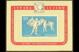 1951 40c Multicoloured "National Philatelic Exhibition, Lucerne (Lubana) Miniature Sheet, SG MS 531a, Mi Block 14, Never - Autres & Non Classés