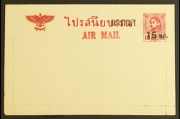 1948 (circa) UNISSUED AIR MAIL LETTER CARD. 1943 10stg Carmine Letter Card With Additional "Air Mail" Inscription & 15st - Thailand