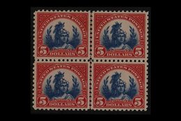 1922-25 $5 Carmine & Blue, Scott 573 (SG 581), Never Hinged Mint CENTER LINE BLOCK OF FOUR. Superb (block 4) For More Im - Autres & Non Classés