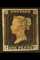 1840 1d Black 'JC' Plate 1a, SG 2, Used With 4 Neat Margins & Red MC Cancellation. Fresh & Attractive. For More Images,  - Sin Clasificación