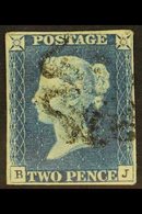 1840 2d Blue 'BJ' Plate 1, SG 5, Used With 4 Margins & Black MC Cancellation. For More Images, Please Visit Http://www.s - Altri & Non Classificati