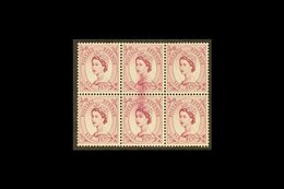 WILDINGS PRINTING FLAW 1955-58 6d Reddish-purple, SG 548, Block Of Six Showing A Dramatic Central Printing Flaw Vertical - Altri & Non Classificati