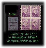 EARLY OTTOMAN SPECIALIZED FOR SPECIALIST, SEE....Mi. Nr. 1137 - 4er Block Unten + Oben Ungezähnt -R- - Unused Stamps