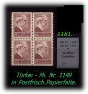 EARLY OTTOMAN SPECIALIZED FOR SPECIALIST, SEE....Mi. Nr. 114+ - 4er Block Mit Papierfalte -R- - Unused Stamps