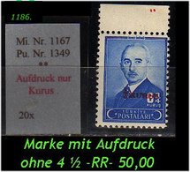 EARLY OTTOMAN SPECIALIZED FOR SPECIALIST, SEE.. Mi. Nr. 1167 Mit Fehlenden Aufdruck 4 1/2 -RR- - Unused Stamps