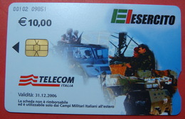 Serie 00102-09, Italian Army In Kosovo Chip Phone CARD 10 Euro Used Operator TELECOM ITALIA *Tank, Soldiers, Satellite* - Kosovo