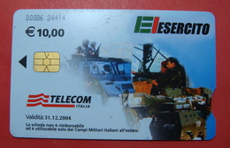 Serie 00086-24, Italian Army In Kosovo Chip Phone CARD 10 Euro Used Operator TELECOM ITALIA *Tank, Soldiers, Satellite* - Kosovo