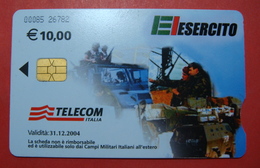 Serie 00085-26, Italian Army In Kosovo Chip Phone CARD 10 Euro Used Operator TELECOM ITALIA *Tank, Soldiers, Satellite* - Kosovo