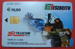 Serie 00085-29, Italian Army In Kosovo Chip Phone CARD 10 Euro Used Operator TELECOM ITALIA *Tank, Soldiers, Satellite* - Kosovo