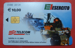 Serie 00085-30, Italian Army In Kosovo Chip Phone CARD 10 Euro Used Operator TELECOM ITALIA *Tank, Soldiers, Satellite* - Kosovo