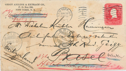 Ganzsache Washington NY 1907 Geigy Aniline Extract Co Brief Nach Basel (Spiez Zweisimmen St. Clara) - Covers & Documents