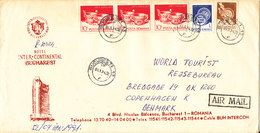 Romania Registered Cover Sent Air Mail To Denmark Bucuresti 3-1-1994 (Hotel Inter Continental Cachet) - Cartas & Documentos