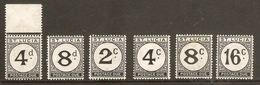 ST LUCIA 1947 - 1949 POSTAGE DUES SG D5/D10 UNMOUNTED MINT/LIGHTLY MOUNTED MINT Cat £50 - Ste Lucie (...-1978)