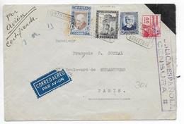 ESPAGNE - 1937 - ENVELOPPE RECOMMANDEE De BARCELONA Avec CENSURE + VIGNETTE HOGAR ESCUELA DE HERFANOS => PARIS - Liefdadigheid