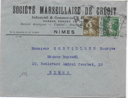 SEMEUSE PERFORES PERFIN De La BANQUE STE MARSEILLAISE à NIMES (GARD) Sur ENVELOPPE => NIMES - DAGUIN - Storia Postale