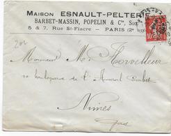 1910 - SEMEUSE PERFORE PERFIN De ESNAULT-PELTERIE à PARIS Sur ENVELOPPE => NIMES - Andere & Zonder Classificatie