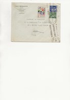 LETTRE AFFRANCHIE N° 365 + N° 411 +VIGNETTE TUBERCULOSE 1938- OBLIT FLAMME " A LOURDES CHATEAU-FORT -MUSEE PYRENEEN 1939 - 1921-1960: Modern Tijdperk