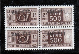 1949 Italia Italy Trieste A PACCHI POSTALI 500L Bruno (25) In Coppia MNH** Firma G.Biondi PARCEL POST - Postal And Consigned Parcels