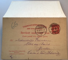 Norway 1893 RARE TYPE 10 ø Reply Postal Card Stationery  KRISTIANA > Yverdon VD Schweiz (cover Norwegen Ganzsache Entier - Enteros Postales