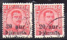 Sellos De Islandia Servicio N ºYvert 41*2 O  Valor Catálogo 4.50€ - Officials