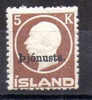 Sello De Islandia Servicio N ºYvert 43 **  Valor Catálogo 495.0€ - Officials