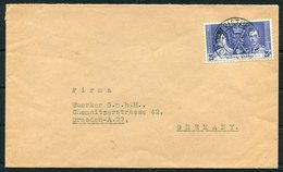 1937 Hong Kong 25c Coronation, East Asia Trading Company, Victoria Cover - Dresden Germany. - Storia Postale