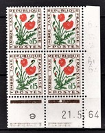 FRANCE 1960 / 1983 - BLOC DE 4 TT / Y.T. N° 97  - COIN DE FEUILLE / DATE / NEUFS** - Postage Due