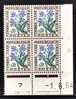 FRANCE 1960 / 1983 - BLOC DE 4 TT / Y.T. N° 99  - COIN DE FEUILLE / DATE / NEUFS** - Segnatasse