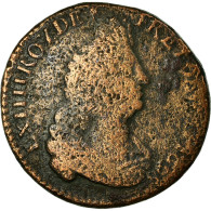 Monnaie, France, Louis XIV, Liard De France Au Buste âgé, 1698 Reims - 1643-1715 Lodewijk XIV De Zonnekoning