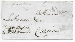 DEPARTEMENT CONQUIS : 113 MEDITERRANEE - LETTRE SC De LIVOURNE Avec RARE MARQUE De FRANCHISE Du PREFET ! => CASCINA - 1792-1815: Dipartimenti Conquistati