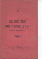 VP-GF 19-280 :  DEUX ECRITS ANNE DE BRETAGNE ET HENRI IV.  BOURG DE BATZ. PAR AUDIGE. - Pays De Loire