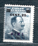 1916  - ISOLE ITALIANE DELL'EGEO: SIMI -  Italia - Catg. Unif.  8 - LH - Firmato. Biondi - (W2019.37..) - Egeo (Simi)