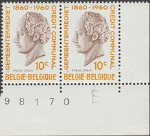 Belgique 1960 COB 1159. Hubert Frère Orban. Trait Vertical Sur Le E De Belgique - Autres & Non Classés