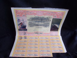 Action. Compagnie Des Claridges Hôtels .Paris 1921.( Paquebot Transatlantique . Train ) 23 Coupons .Voir 2 Scans . - Turismo