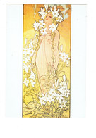 Cpm - Illustration AFFICHE Mucha, Alphonse - Femme Fleurs Lys - Mucha, Alphonse