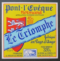 étiquette Fromage Pont L'évêque Le Triomphe St Pierre De Cormeilles Cheese Label 14 - Quesos