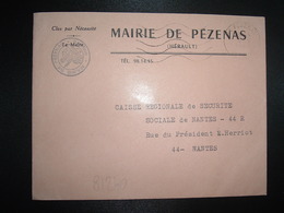 LETTRE MAIRIE OBL.MEC.4-9 1968 34 PEZENAS HERAULT - Otros & Sin Clasificación