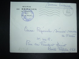 LETTRE MAIRIE OBL.MEC.20-1 1969 34 SERVIAN HERAULT - Otros & Sin Clasificación