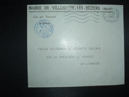 LETTRE MAIRIE OBL.MEC.24-10 1969 34 VILLENEUVE LES BEZIERS HERAULT - Autres & Non Classés