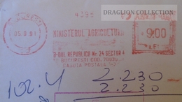 ZA222.13  ROMANIA  Ministerul Agriculturii 1991 Cover -   EMA - METER STAMP - FREISTEMPEL - Automaatzegels [ATM]