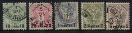 AUSTRIA PO In The LEVANT 1888 Surcharges On Arms Issue Used.  Michel 15-19 - Oriente Austriaco