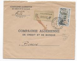 ALGERIE - 1962 - TIMBRE NON SURCHARGE "EA" RARE APRES INDEPENDANCE Sur ENVELOPPE RECOMMANDEE De PHILIPPEVILLE => BOUGIE - Cartas & Documentos
