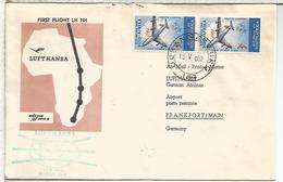 SUDAFRICA  CC PRIMER VUELO LUFTHANSA 1962 JOHANNESBURG FRANKFURT - Luftpost